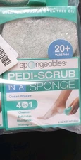 Spongeables Pedi Scrub Foot Exfoliating 20+ Wash Sponge Ocean Breeze (1-Pack)