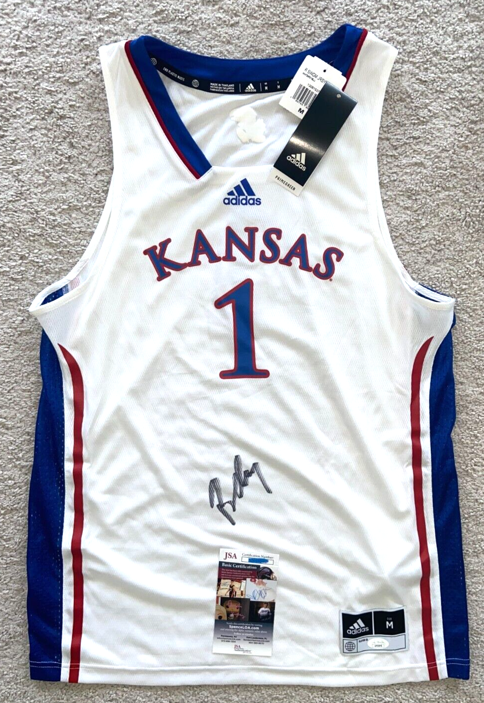 BILL SELF Autographed Signed Kansas Jayhawks COACH ADIDAS BASKETBALL JERSEY 2008 2022 JSA 