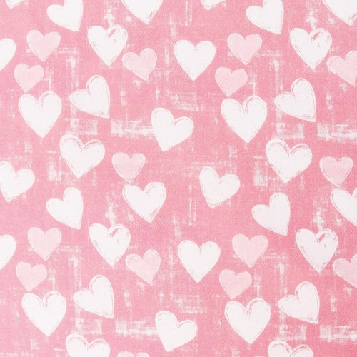 Threadart Cotton Quilting Fabric By The Yard - Vintage Collection- Pink Hearts - Picture 2 of 7