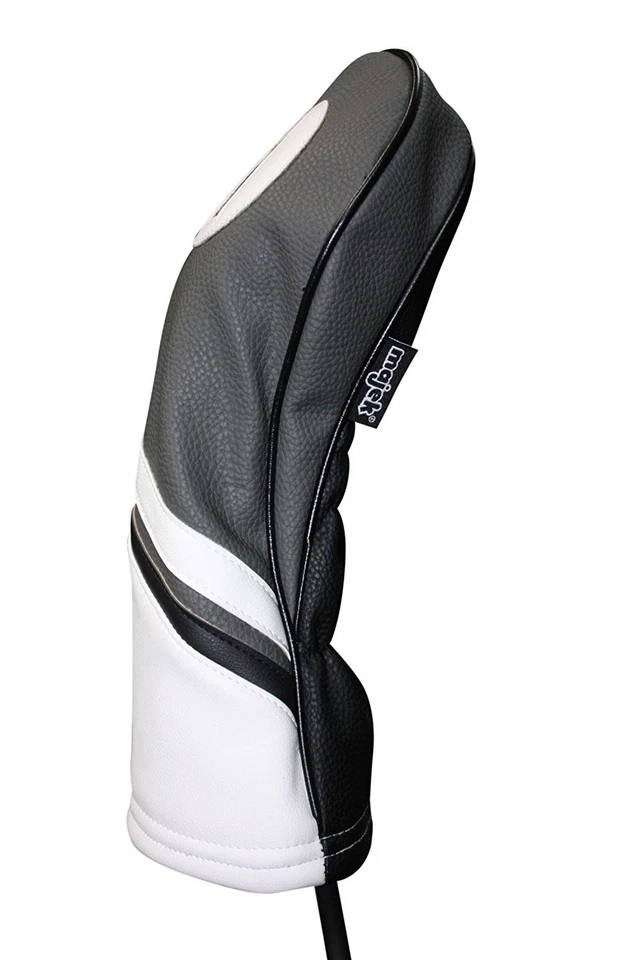 Majek Retro Golf #1 Driver Headcover Gray Black and White Vintage Leather Style - Image 2 of 4