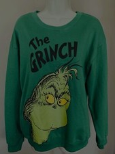 2020 Dr. Seuss THE GRINCH Juniors SWEATSHIRT M 7-9 Shirt Top GREEN CHRISTMAS