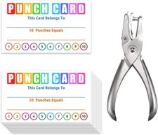 Punch Cards Circle Hand Punch Kit, 3.5' x 2.1', Incentive Loyalty Reward Card fo