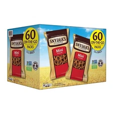 Snyder's of Hanover Mini Pretzels, Single-Serve Bags, 1.5 Ounce, 60 Count