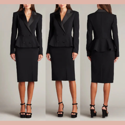 スーツ・フォーマル・ドレス Ameri Vintage|SOPHISTICATED PEPLUM DRESS NWT $518 Tadashi Shoji [ XS ] Gilles Peplum Tuxedo Button Dress
