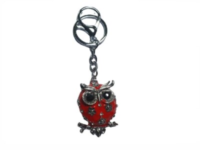 PORTACHIAVI 11cm Civetta gufo alta cm smalto ROSSO FORTUNA horn