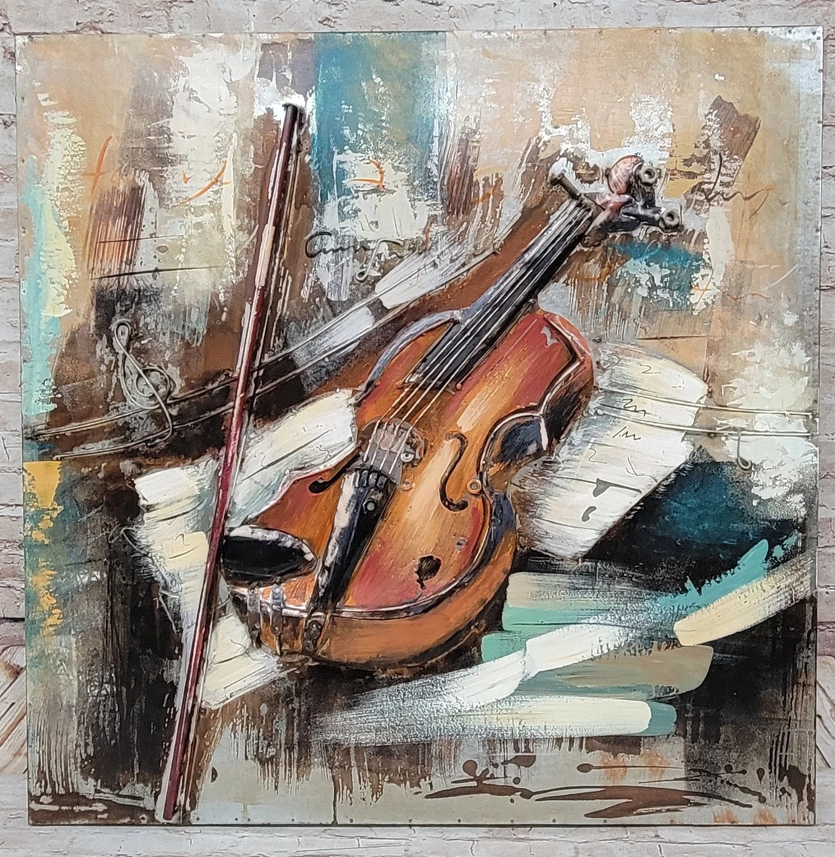 Illustration Abstract canvas painting of Violin, Music wall art prints