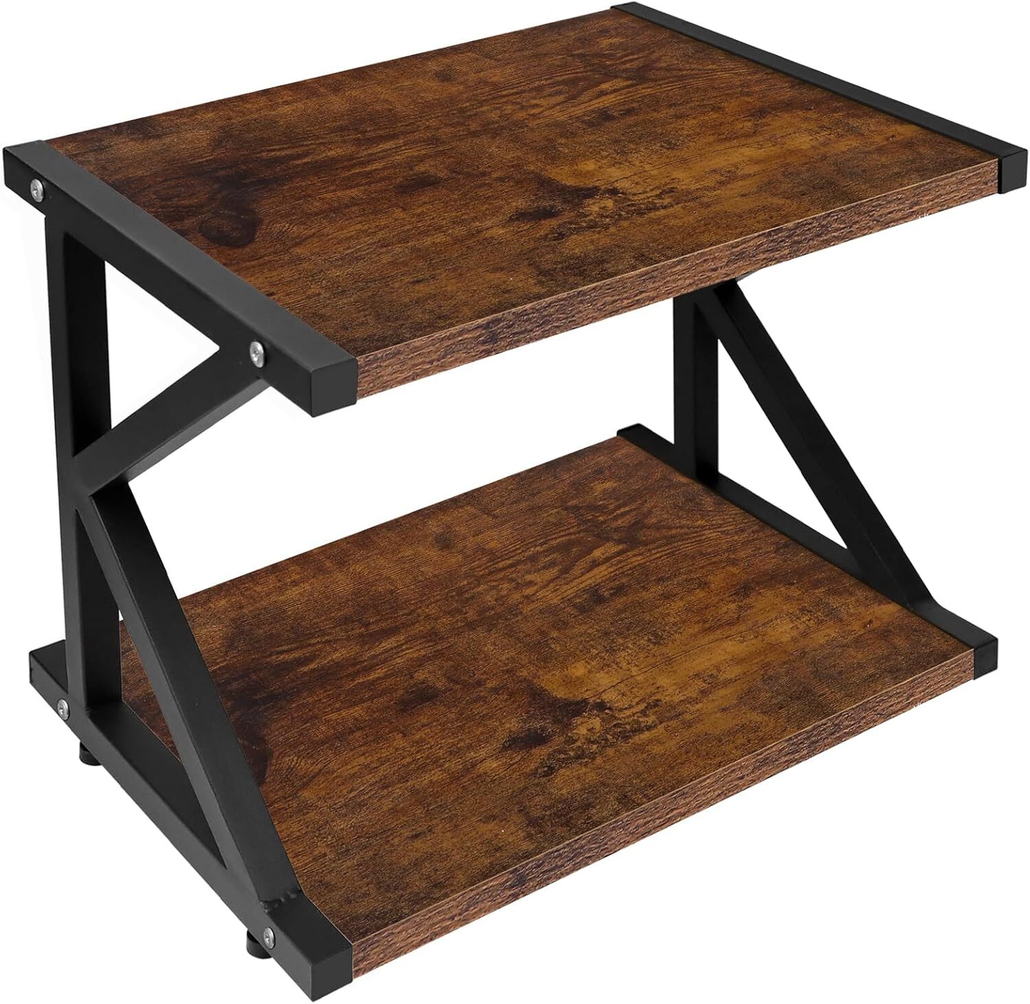 Compact 2-Tier Rustic Brown Printer Stand 16.9x11x12.2 Multi-Purpose Storage-image
