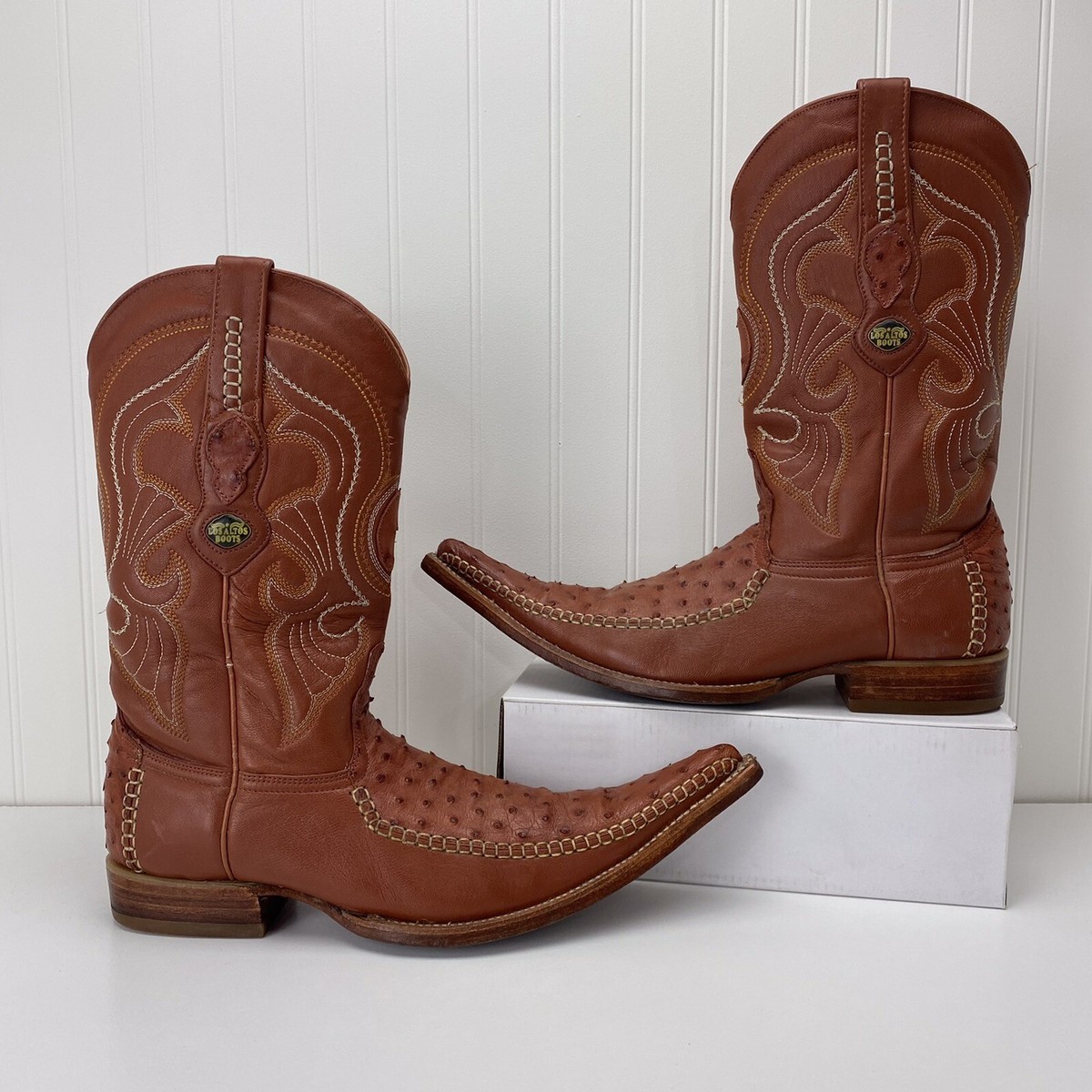 Los Altos Boots Mens 7 EE Cognac 6X Ostrich Fashion Cowboy 