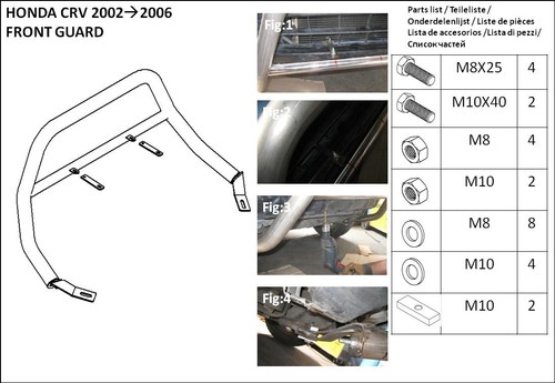 HONDA CRV AXLE BULL BAR WITH '' CR-V '' LOGO AT FRONT, A-BAR FOR 2002-2006 CARS - Picture 5 of 5
