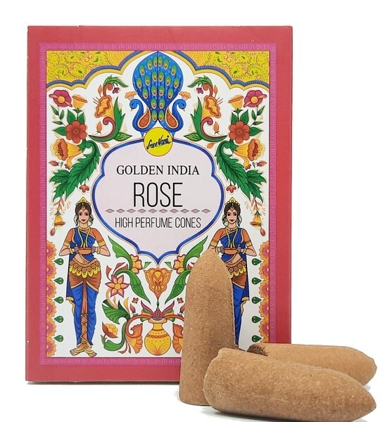Sree Vani Golden India High Perfume Incense Backflow Cones Rose x3 Packs