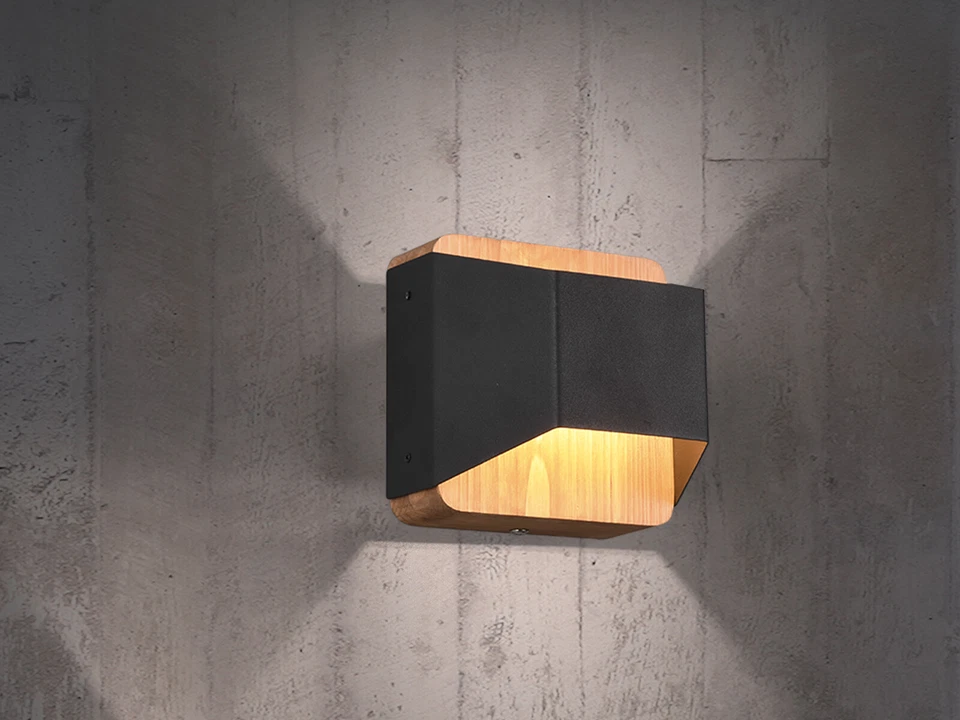 Wandleuchten oben unten im Industrial Style Holz Lampe für Eingangsbereich innen