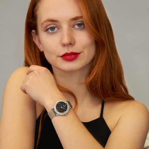 Women’s Burgi BUR50 Quartz Watch Swarovski Crystal Diamond Marker Mesh Strap - 第 2/14 張圖片