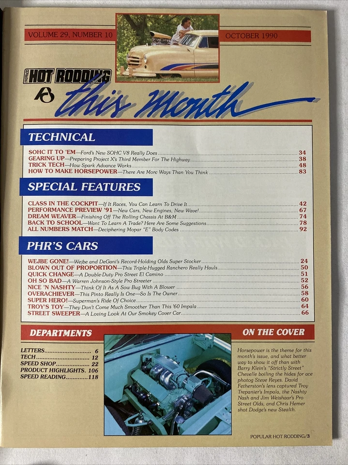 1990 October Popular Hot Rodding Magazine Ford’s New SOHC V8 (CP179) - Image 2 of 3