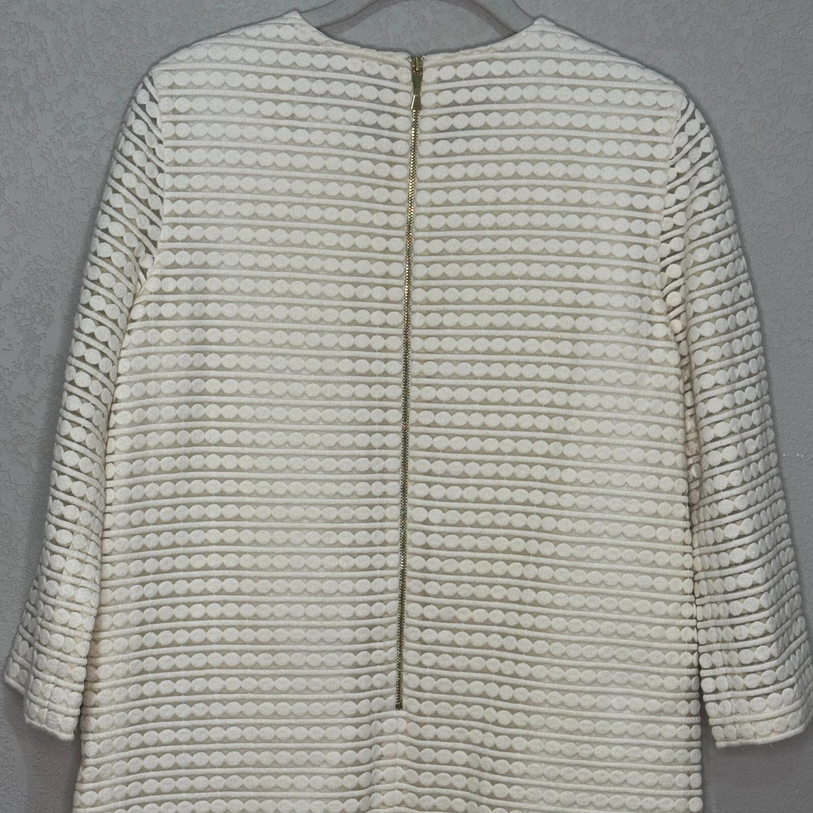 Abito Kate Spade taglia 6 avorio ricamato frassino invernale tubino mod cerchi