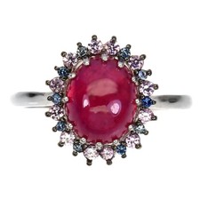 925 Sterling Silver Ring Oval Ruby 9x7mm Sapphire Diamond Cut Gemstone Jewelry 9