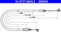 Ate 24.3727-0845.2 Seilzug, Feststellbremse Hinten FÜR Peugeot