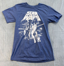 Star Wars Original Trilogy Graphic Luke Han Leia Mens Tee TShirt Small Blue