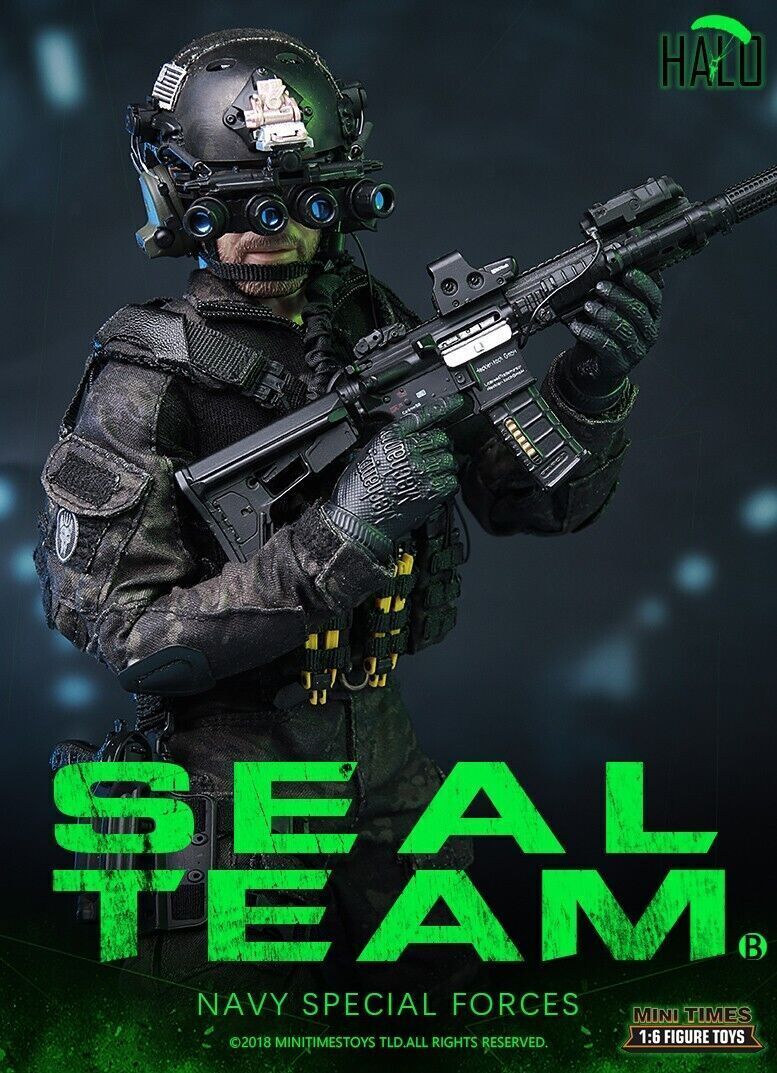 Mini Times toys Navy Special Forces Seal Team HALO w/ K-9 Dog 1/6