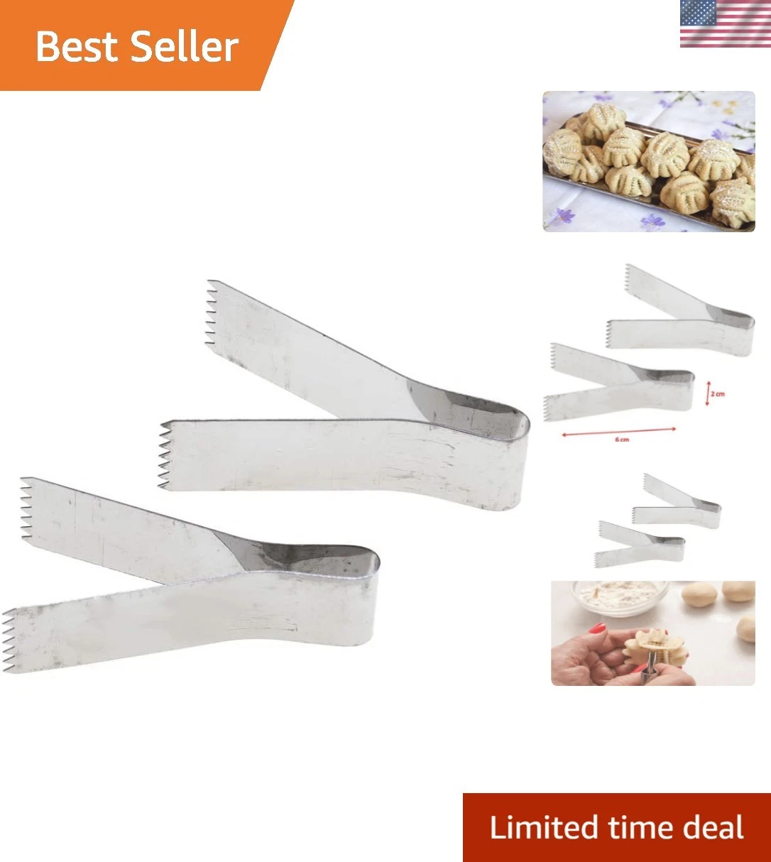 2pcs | 2.4" Pastry Tongs - Maamul Cookie Maker & Service - Dough Scraper Pres...
Opens in a new wind