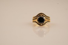 2Ct Round Cut Lab Created Black Onyx Gem Women Bridal Ring 14K Gold plated Ring