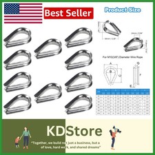 10-Pack M10 Stainless Steel Wire Rope Thimbles for Marine & Rigging