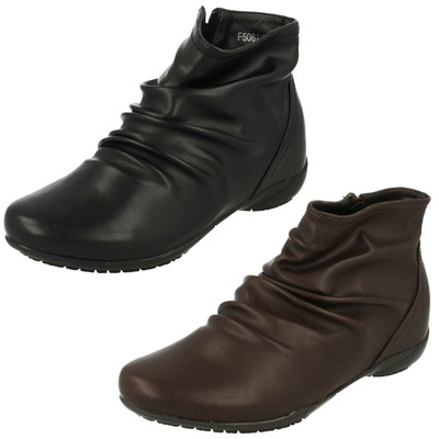 Ladies Down to Earth Synthetic Zip Up Casual Ankle Boots