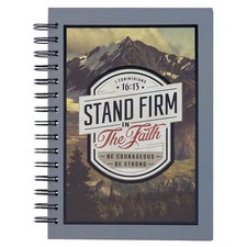 Gray Journal w/Scripture Stand Firm Large Bible Verse Notebook, 192 Ruled
