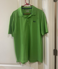 Under Armour HeatGear Moisture Wicking Golf Polo Shirt Men  s L Green Loose