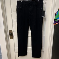 True Religion Black Geno No Flap Relaxed Slim Jeans Mens Size 34X32 $149 NWT NEW