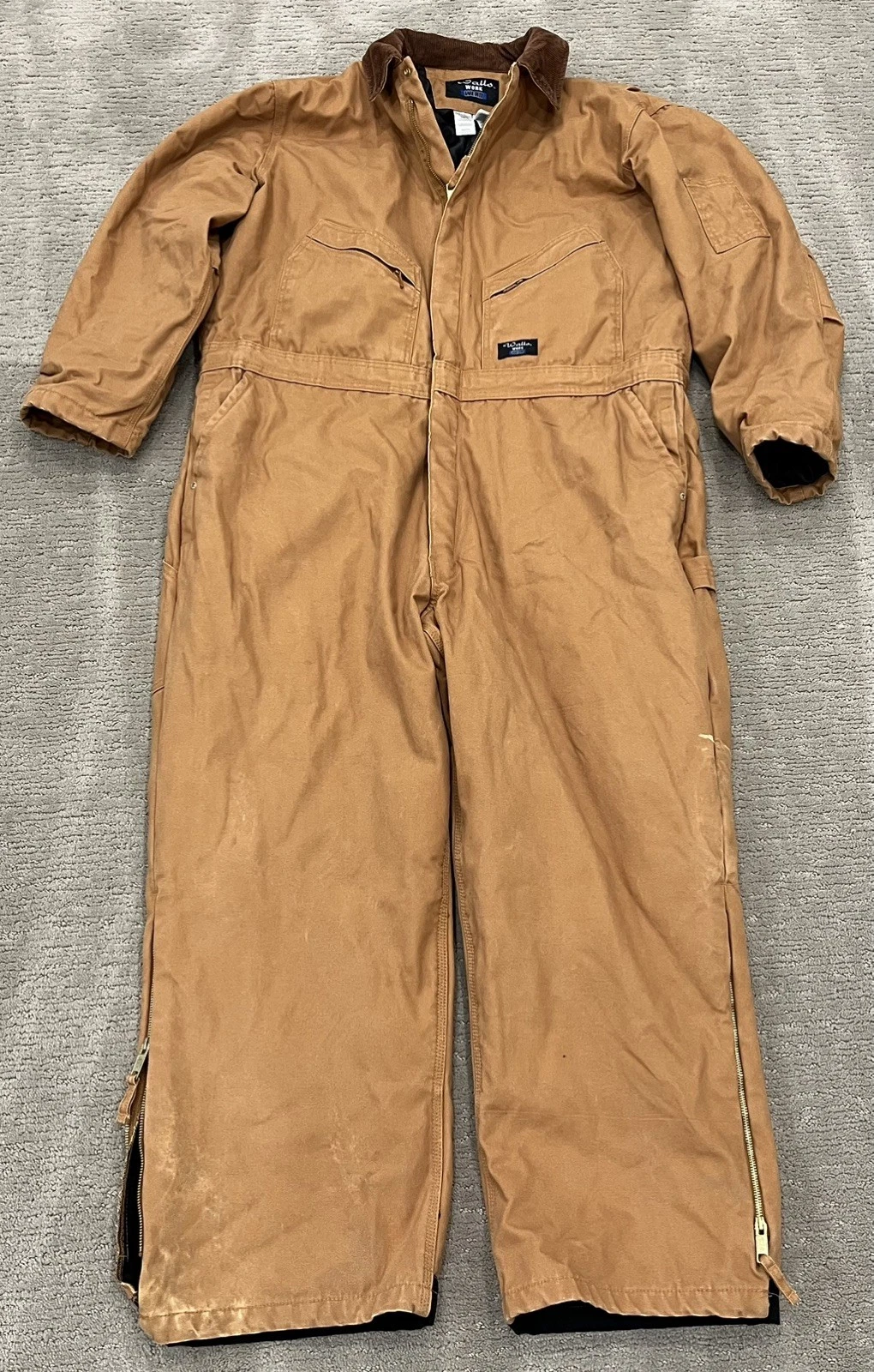 Walls Workwear Insulated Canvas Coveralls Mens 2XL Regular Brown Tan Outdoor