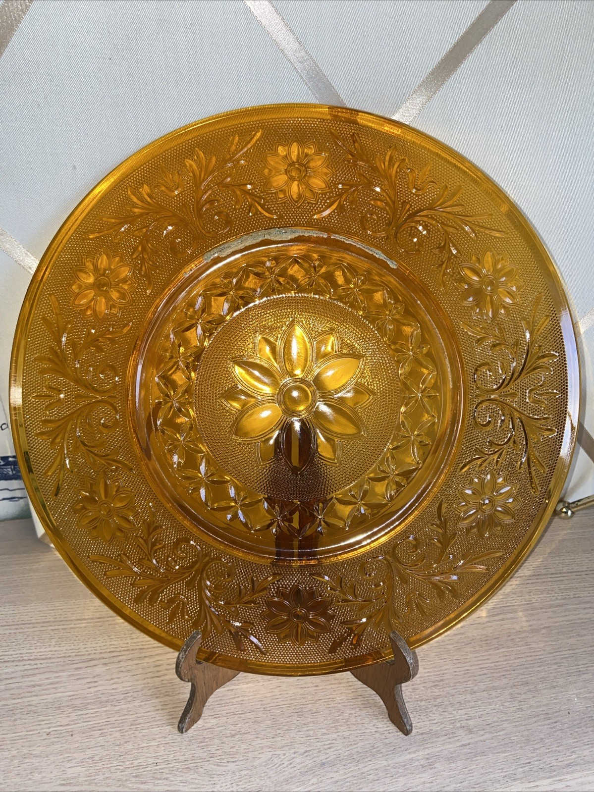 Vintage Indiana Glass Tiara Golden Amber Dinner Plate 10.25in.