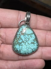 Fox Turquoise Silver Pendant Beautiful Mint Green Web Rare High Grade Gemstone