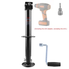Drill-Powered 23"Lift 5000lbs A-Frame Trailer Jack Tongue Stand Drop Leg+Adapter