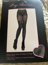 Leg Avenue -- Spandex Opaque Tights w/ Net Thigh and Back Detail -- NWT