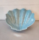Vintage Frankoma Pottery Shell Bowl, T9 Lazy Bones Robins Egg Blue Dish