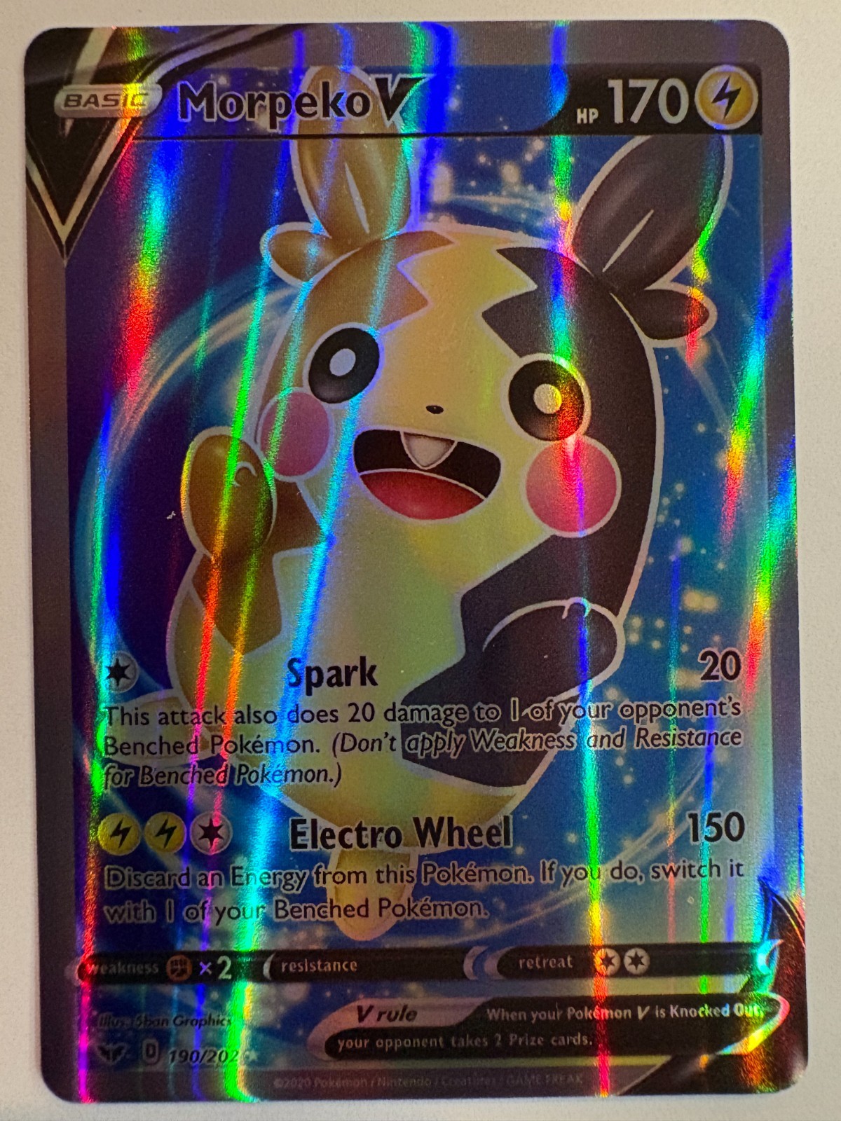 Pokemon Morpeko V 190/202 Full Art Ultra Rare Holo Sword & Shield NM