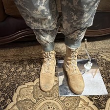 US Army Tan Lace-Up Solid Tactical/Combat Boots Size 10.5 W