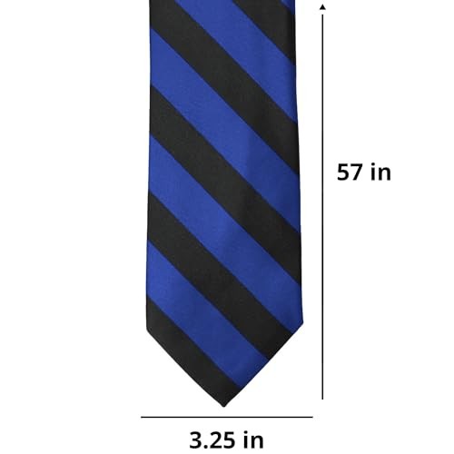Men's Striped Tie Standard Length Royal Blue and Black - Picture 2 of 7