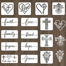 INFUNLY 15pcs Christian Stencil for Painting 5.9" Bible Verse Stencil 7.8x3.9...