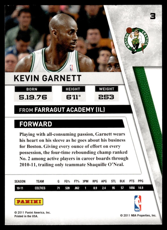 2010-11 Panini Season Update - Kevin Garnett #3 Celtics  - Image 2 of 2