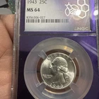 1943 P Washington Silver Quarter NGC MS64 25c
