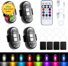 4 Pcs Wireless Rechargeable Magnetic LED Strobe Lights 8-Colors USB Waterproof