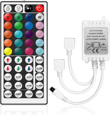 RGB LED Strip Controller Steuergerät IR Fernbedienung 44 Tasten 2 Ausgänge 12V