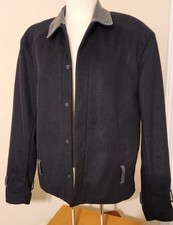 VTG Thierry Mugler Men's Wool Cashmere Snap Jacket US 42/EU 52 Leather Collar