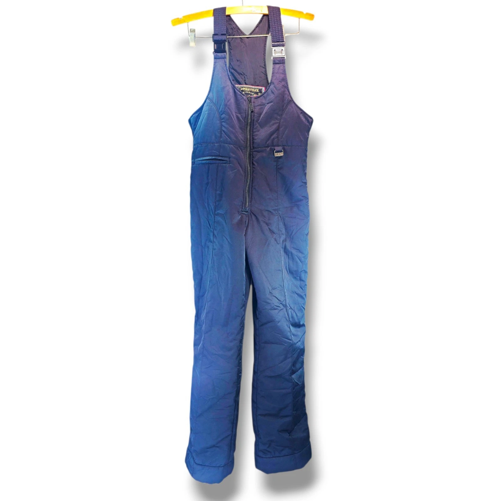 VTG OSSI Skiwear Overalls Snowboard Ladies Size L Black Insulated Bib Snowpants