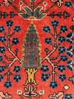 Antique Hand-woven Coral Red wool rug Cedar Floral & Trees  Oriental wool carpet — photo 9