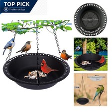 Hanging Bird Feeder Tray 10 inch Garden Yard Outside Black Plastic Feeding St...