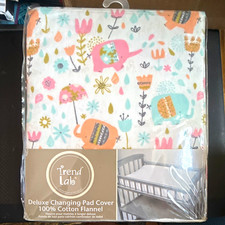 Trend Lab Deluxe Changing Pad Cover 100 Cotton Flannel 16x32 Elephants