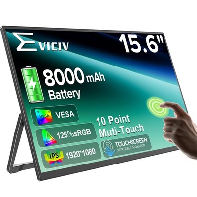 Portable Monitor Touchscreen with Battery 8000mAh, 15.6  125% sRGB Ultra-Slim...