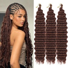 18" Deep Wave Curly Braiding Hair 3 Packs Boho Hair for Braiding